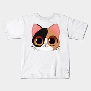 Cute Black, Brown and White Kitten Kids T-Shirt